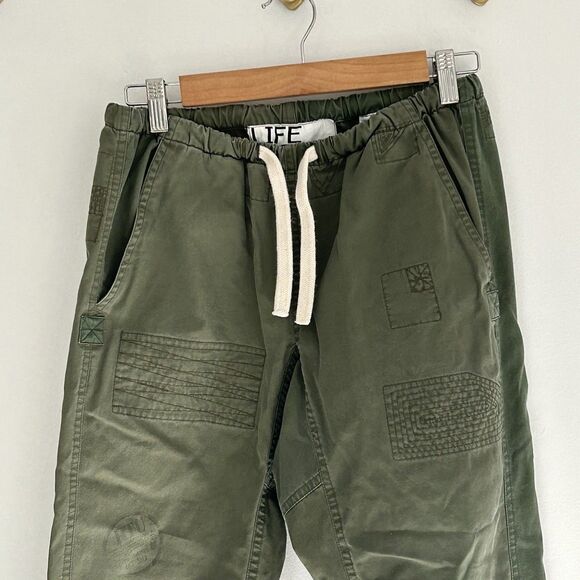 Free City Pants Size XS Olive Green Jogger Patchwork Zipper Cotton - Picture 4 of 13